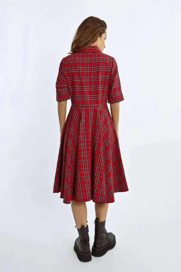 Red Plaid Shirt Dress