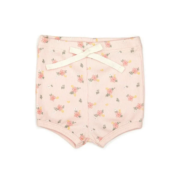 Ribbed Short - Pink Flowers