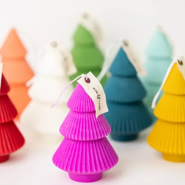 Ribbed Xmas Tree Candle - Several Colors