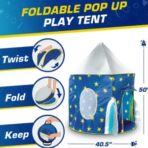 Rocketship Pop Up Tent - Indoor or Outdoor Playhouse