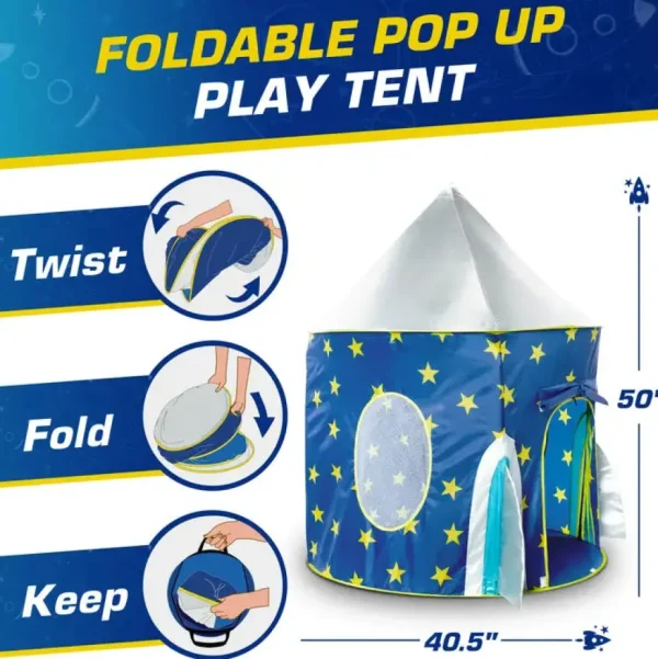 Rocketship Pop Up Tent - Indoor or Outdoor Playhouse