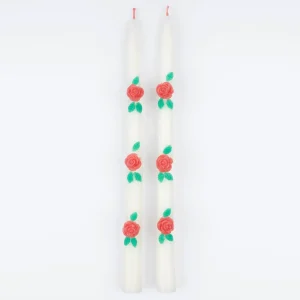 Rose Taper Candles (x2)