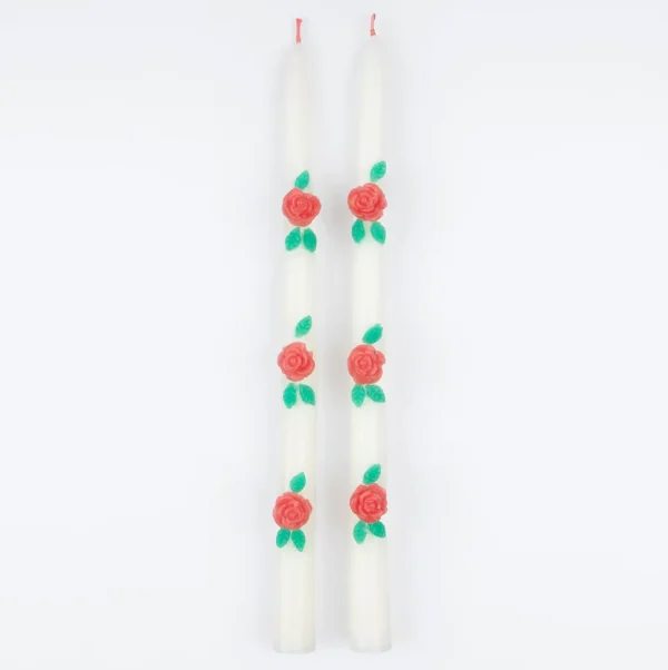 Rose Taper Candles (x2)