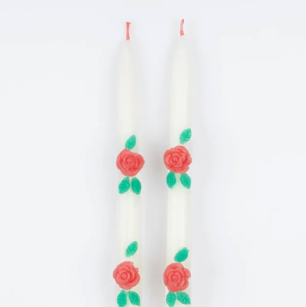 Rose Taper Candles (x2)