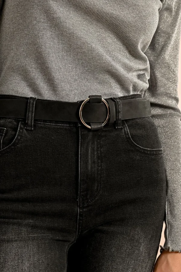 Round Buckle Belt - Black