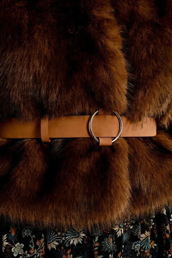 Round Buckle Belt - Camel