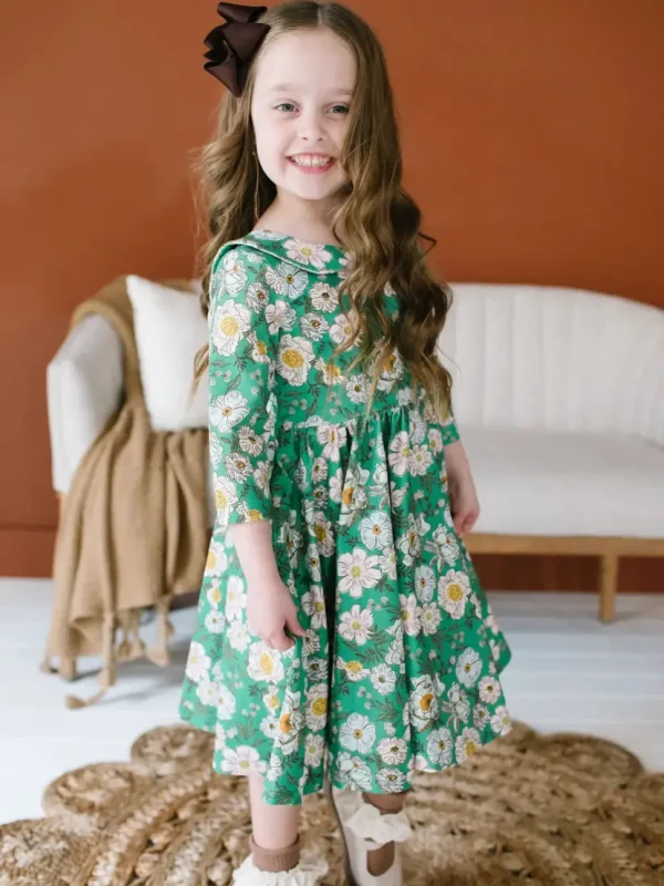 Rubina Twirl Dress - Vintage Greens