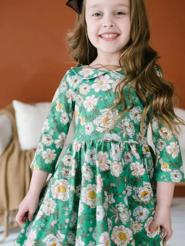 Rubina Twirl Dress - Vintage Greens