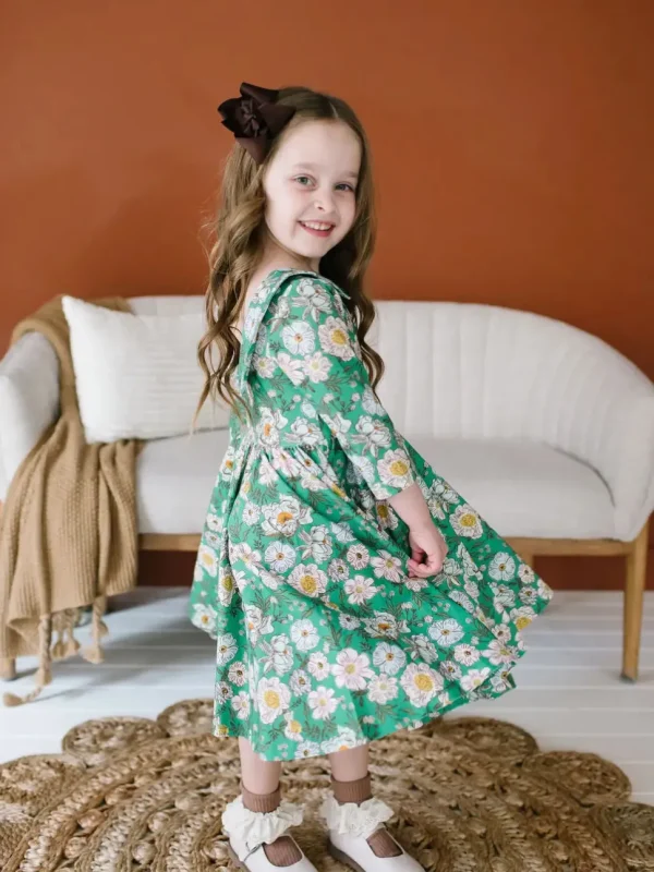 Rubina Twirl Dress - Vintage Greens