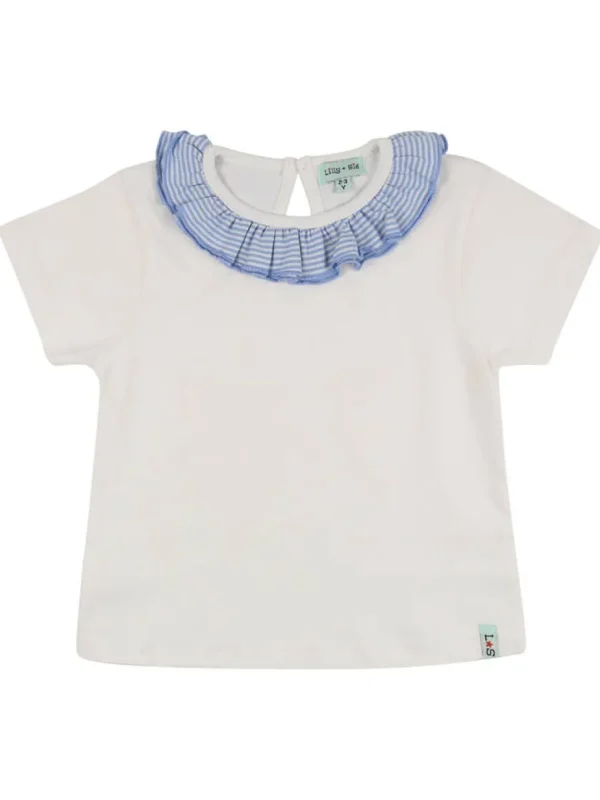 Ruffle Collar Tee - White