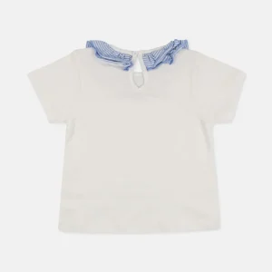 Ruffle Collar Tee - White