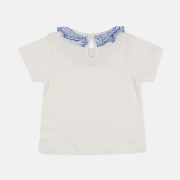 Ruffle Collar Tee - White