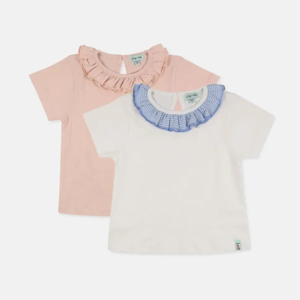Ruffle Collar Tee - White
