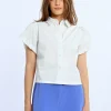 Ruffle Detail S/S Shirt - White