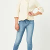Ruffle Ribbed Knit Buttoned Cardigan