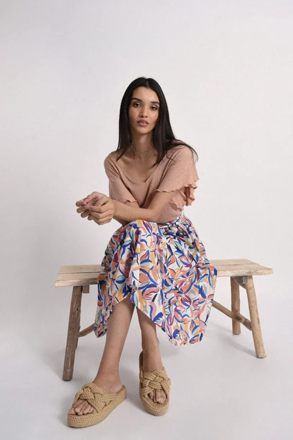 Ruffled Sleeve Top - Peach