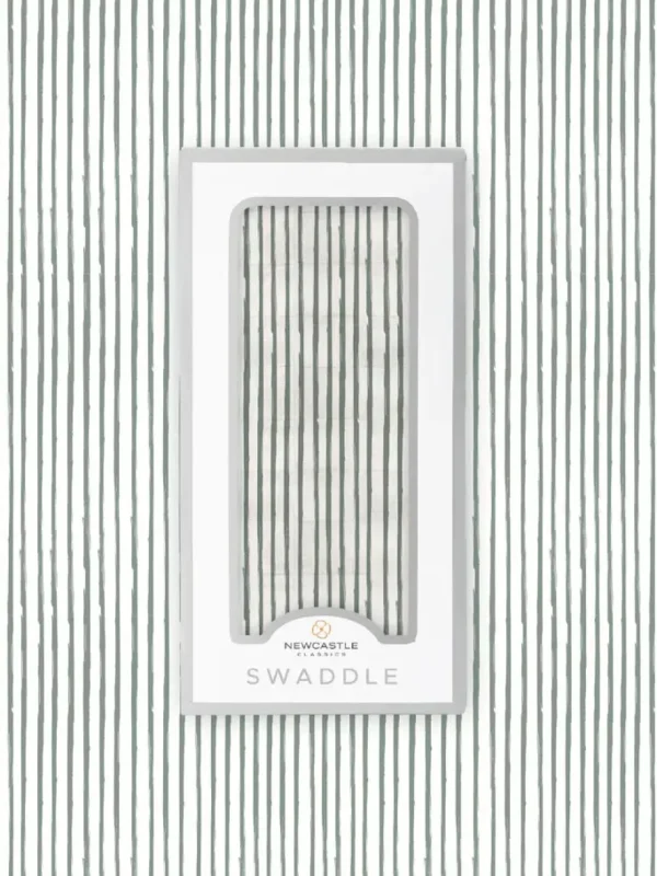 Sage Green Stripe Bamboo Swaddle