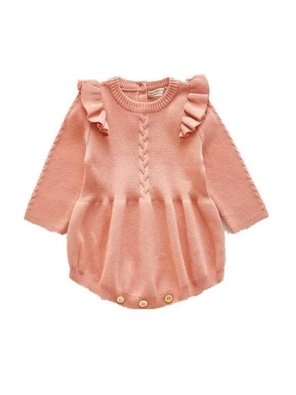 Scarlett Knit Bubble Romper - Peach