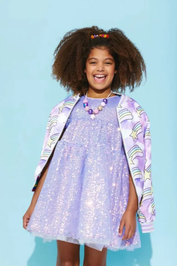Sequin Daisy Puff Sleeve Dress