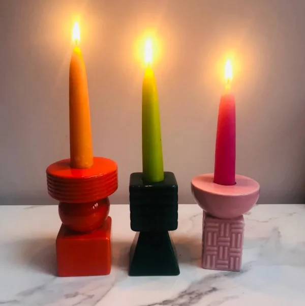 Set of 3 Ceramic Candle Holders