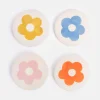 Set of 4 Stoneware Flower Coasters