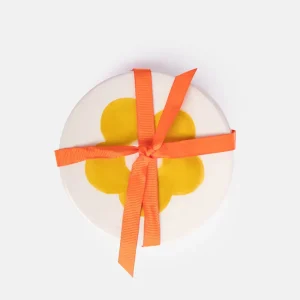 Set of 4 Stoneware Flower Coasters