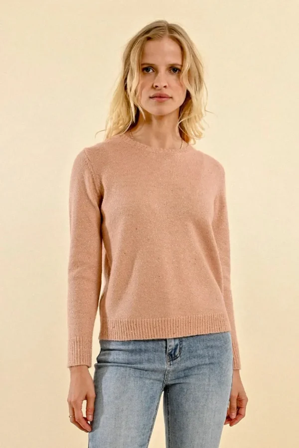 Shimmering Mesh Sweater - Pink