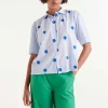 Short Sleeve Embroidered Floral Print Shirt