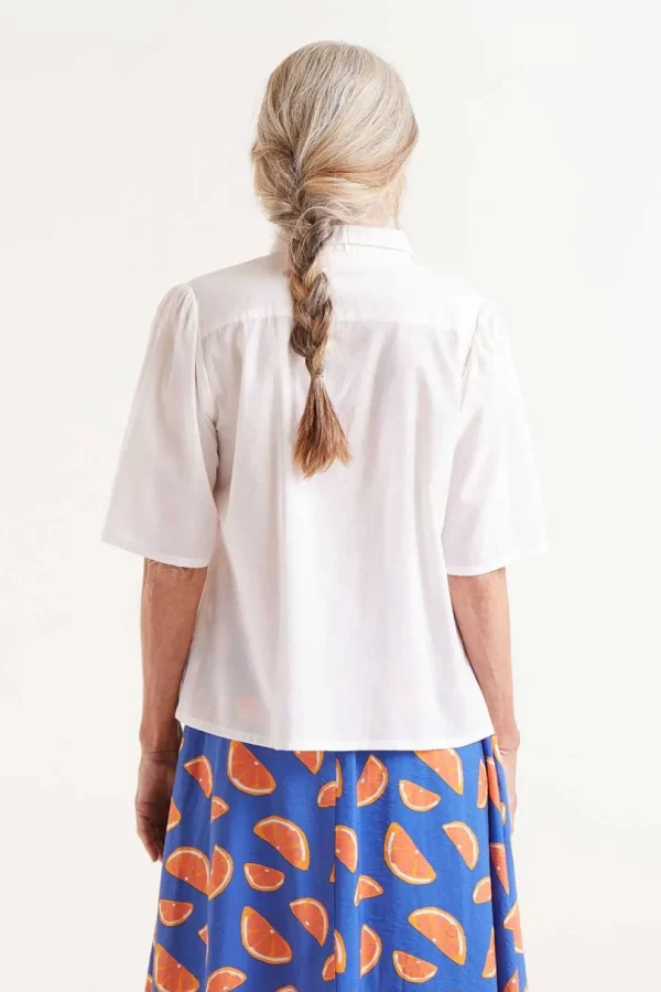 Short Sleeve Embroidered Citrus Print Shirt