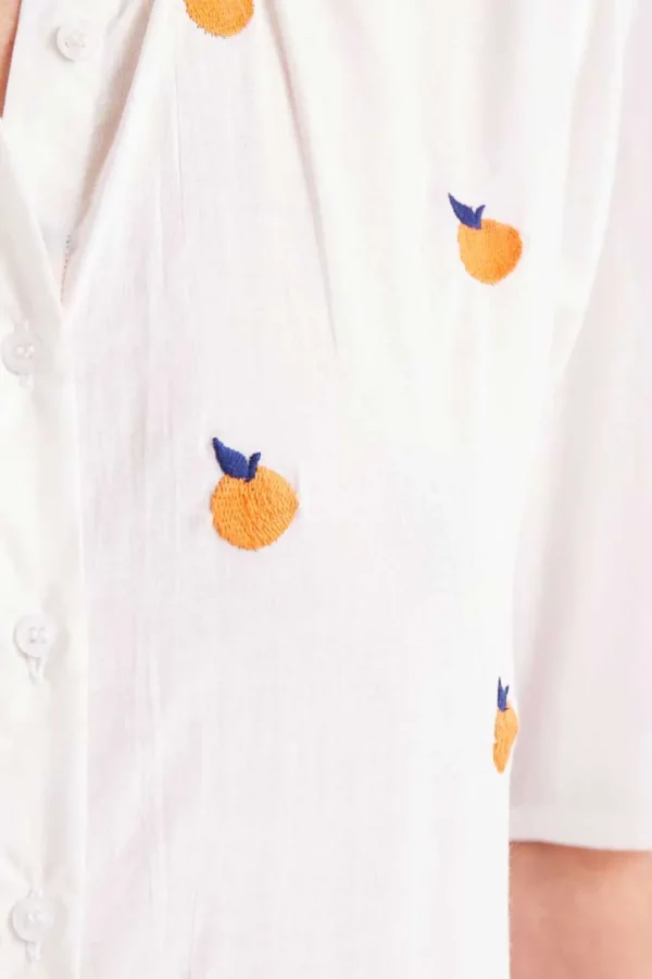 Short Sleeve Embroidered Citrus Print Shirt