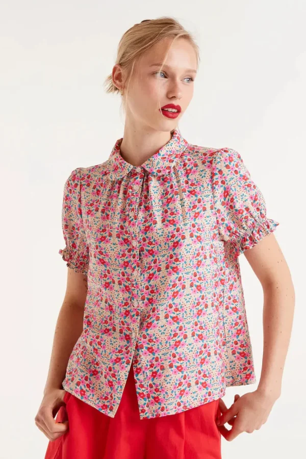 Short Sleeve Floral Print Shirt - Sugar Print