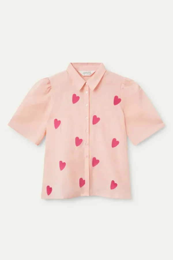 Short Sleeve Heart Print Shirt