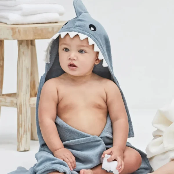 Slate Baby Shark Hooded Bath Wrap