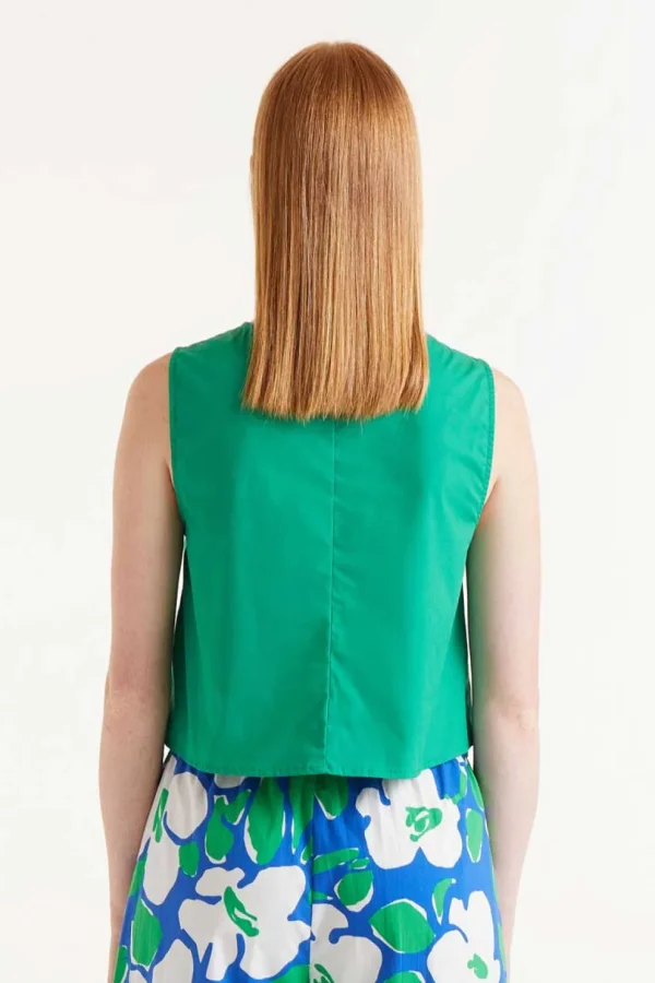 Sleeveless Button-Front Top