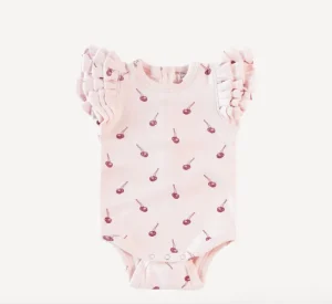 Sleeveless Triple Ruffle Bodysuit - Rio Red Cherry