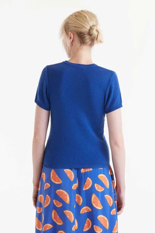 S/S Bow Embellished Sweater - Blue