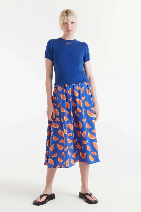 S/S Bow Embellished Sweater - Blue