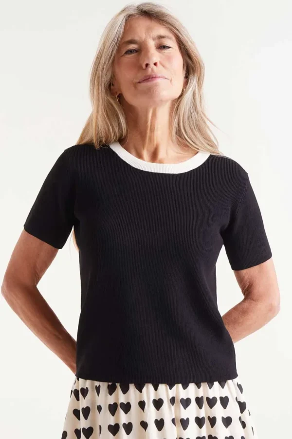 S/S Contrast Sweater - Black