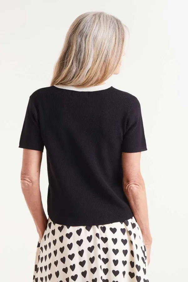 S/S Contrast Sweater - Black