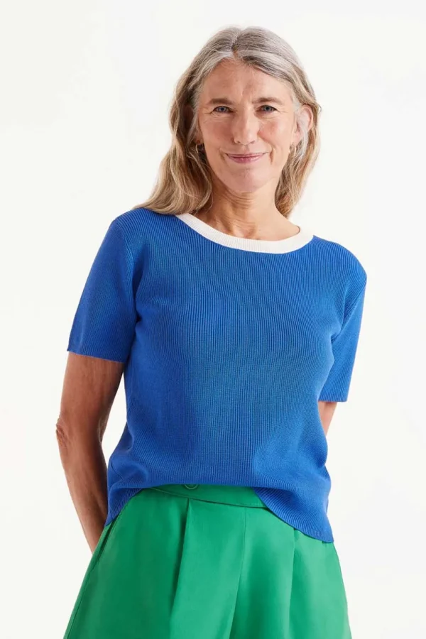 S/S Contrast Sweater - Blue