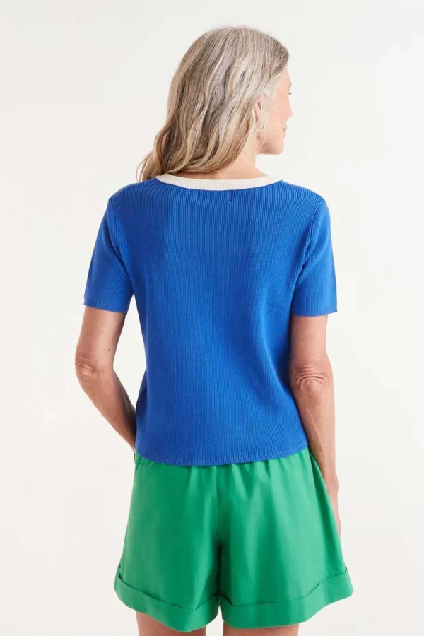 S/S Contrast Sweater - Blue