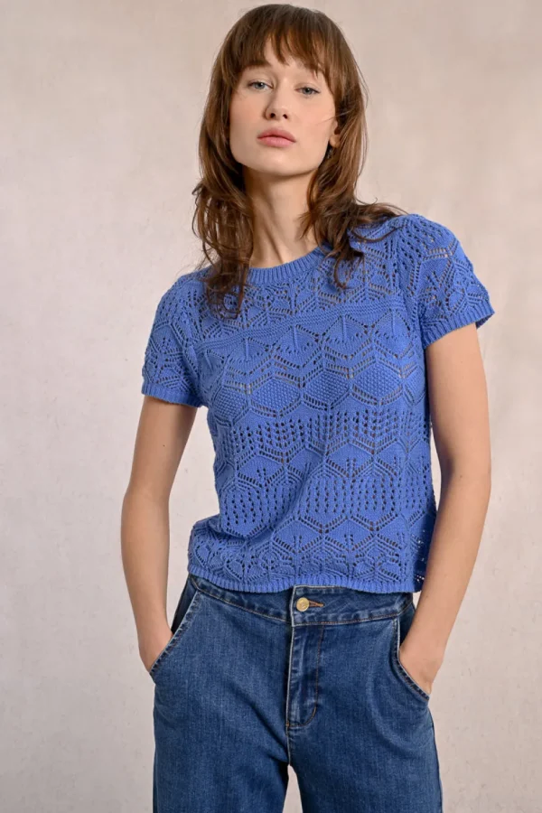 S/S Textured Sweater - Blue