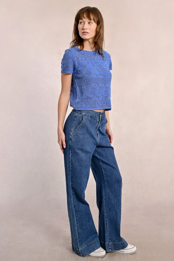 S/S Textured Sweater - Blue