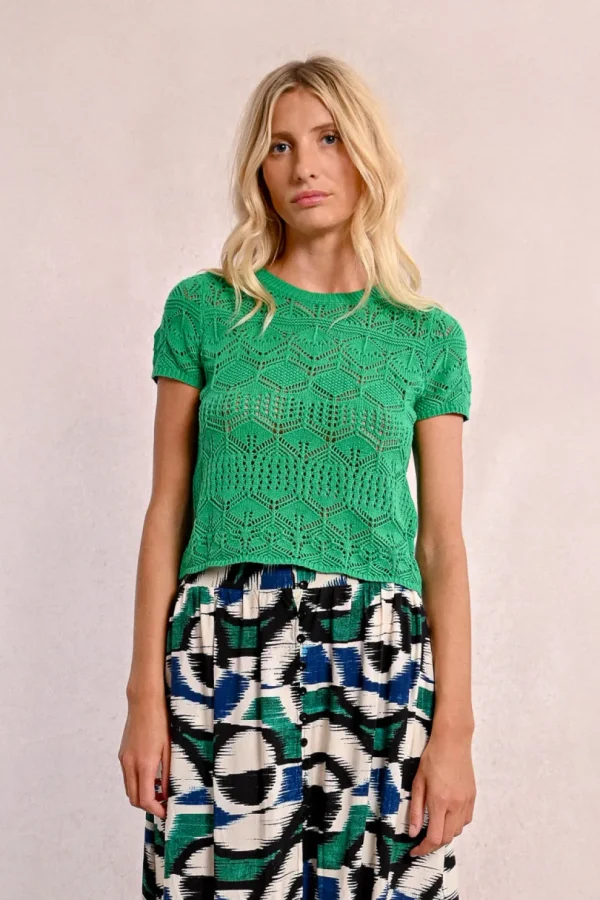 S/S Textured Sweater - Green