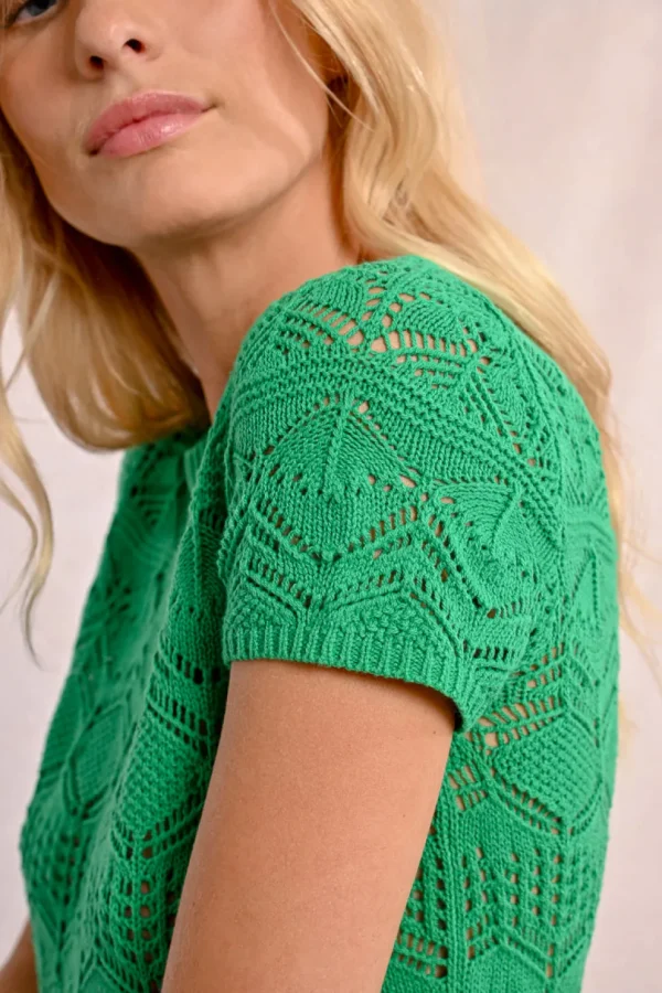 S/S Textured Sweater - Green