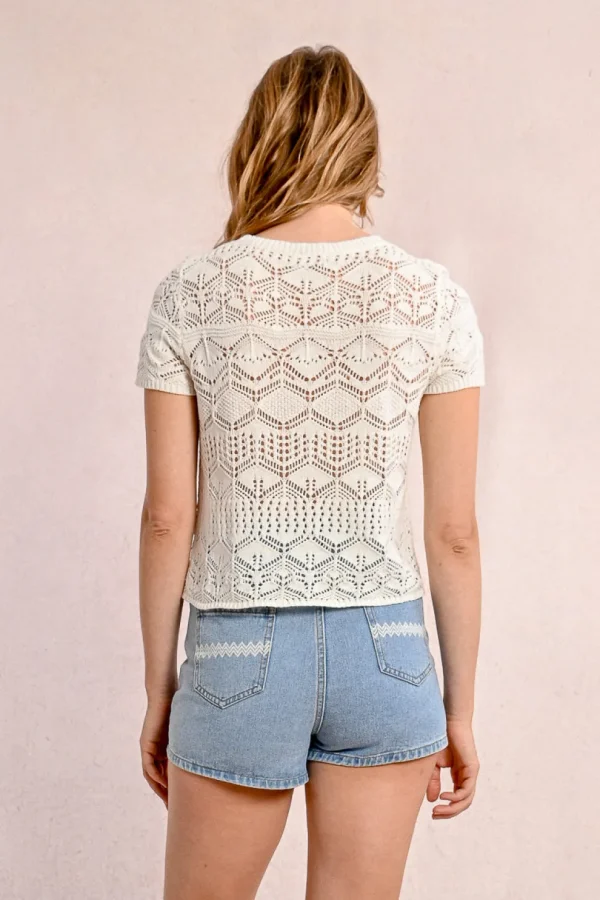 S/S Textured Sweater - Off White