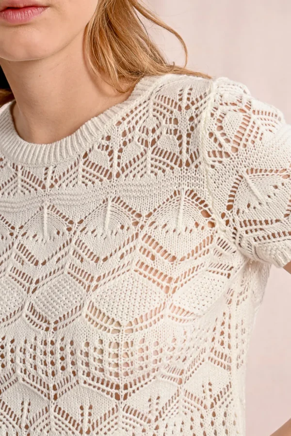 S/S Textured Sweater - Off White
