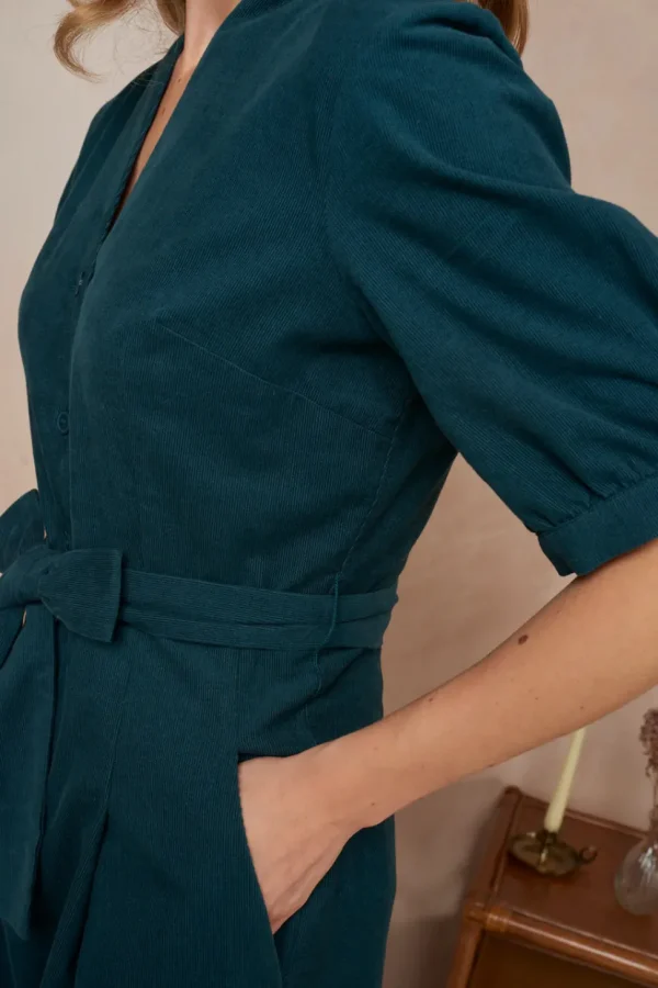 Stella Needlecord Deep Teal Jumpsuit