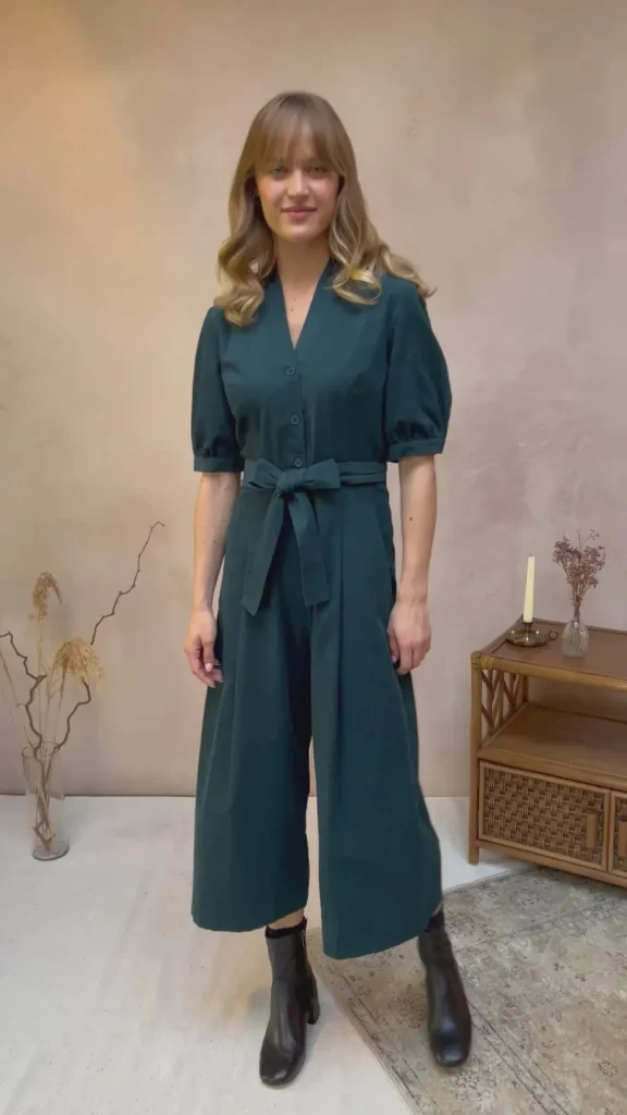 Stella Needlecord Deep Teal Jumpsuit