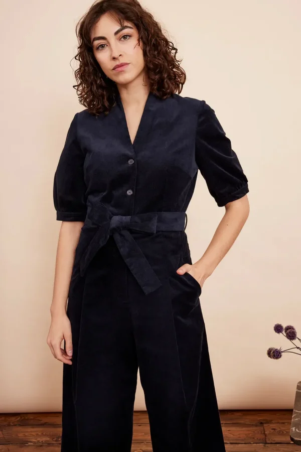 Stella Needlecord Navy Black Jumpsuit
